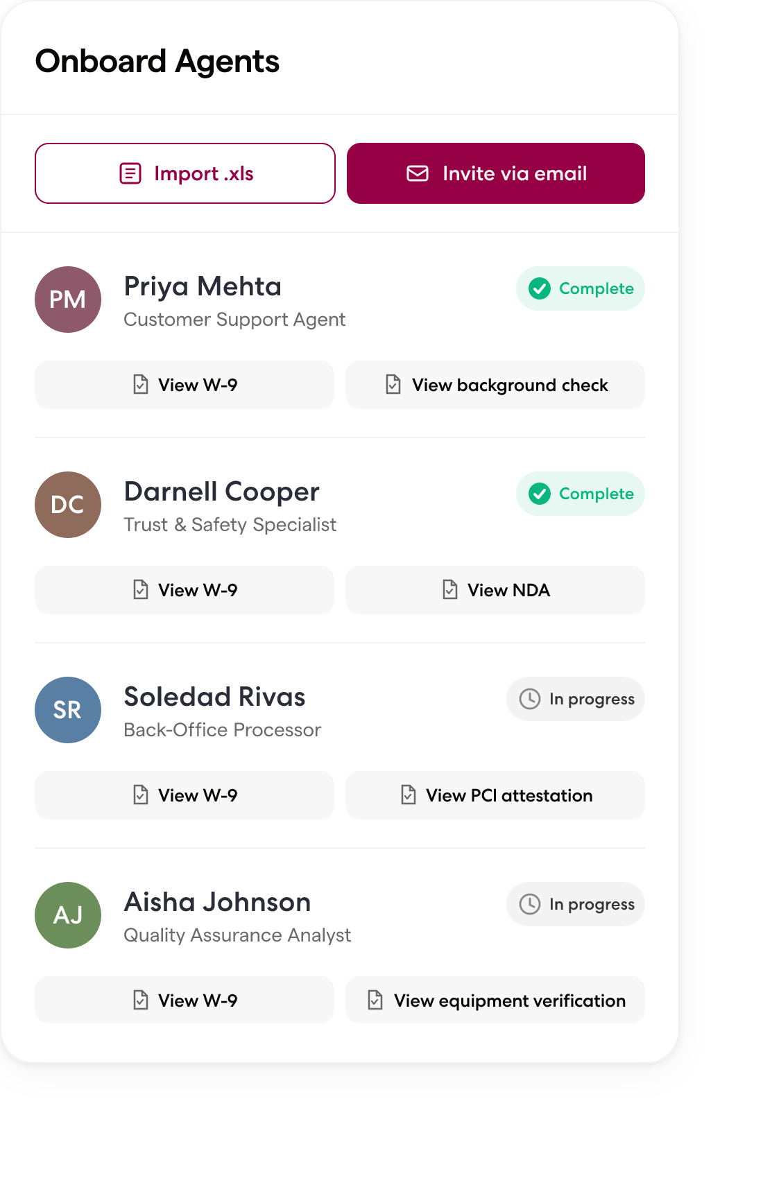 Wingspan contractor onboarding flow