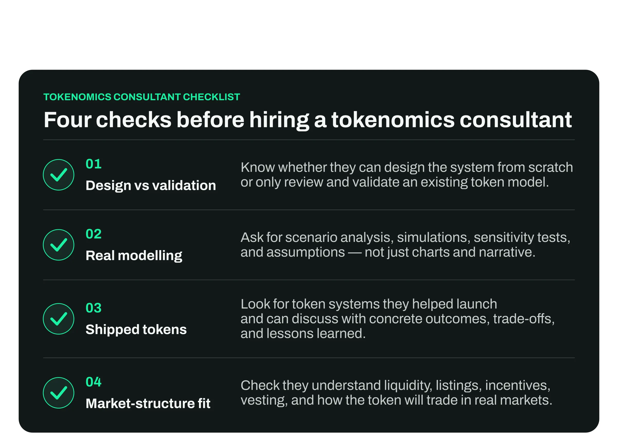 Four things to check before choosing a tokenomics consulting firm