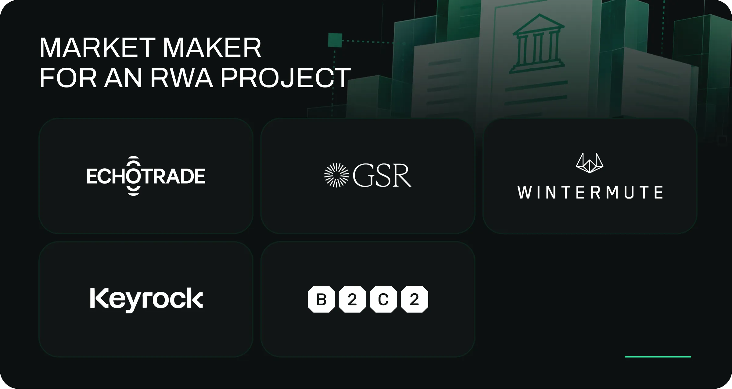 RWA Market Makers compared: EchoTrade, GSR, Wintermute, Keyrock and B2C2 by venues and RWA fit