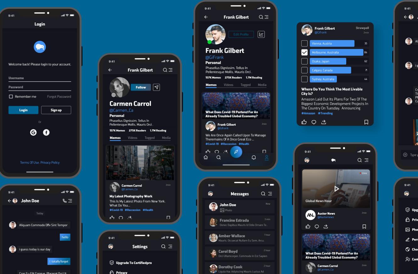 QuickNews interface design, screen 1