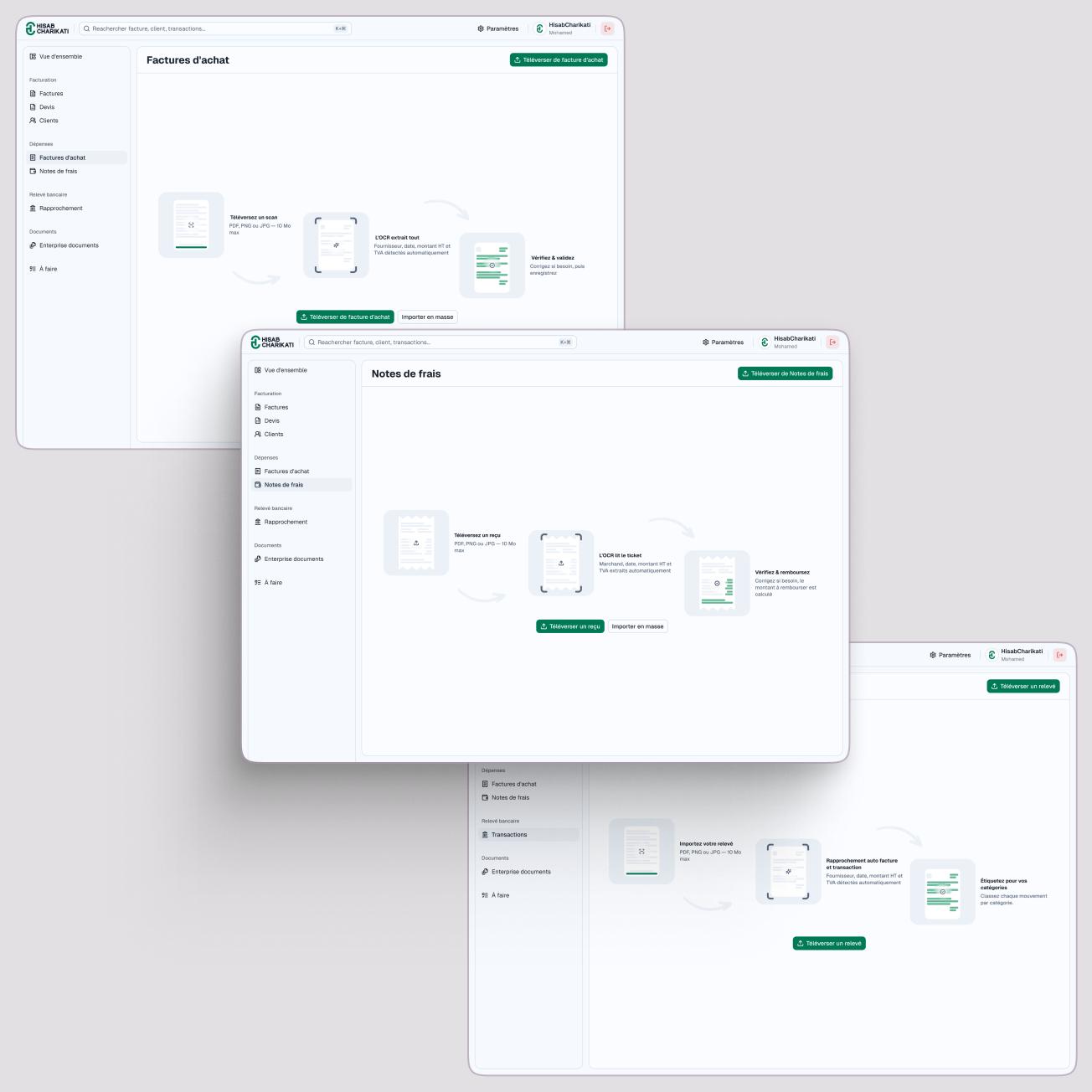 Hisabcharikati interface for managing accounting records and documents.