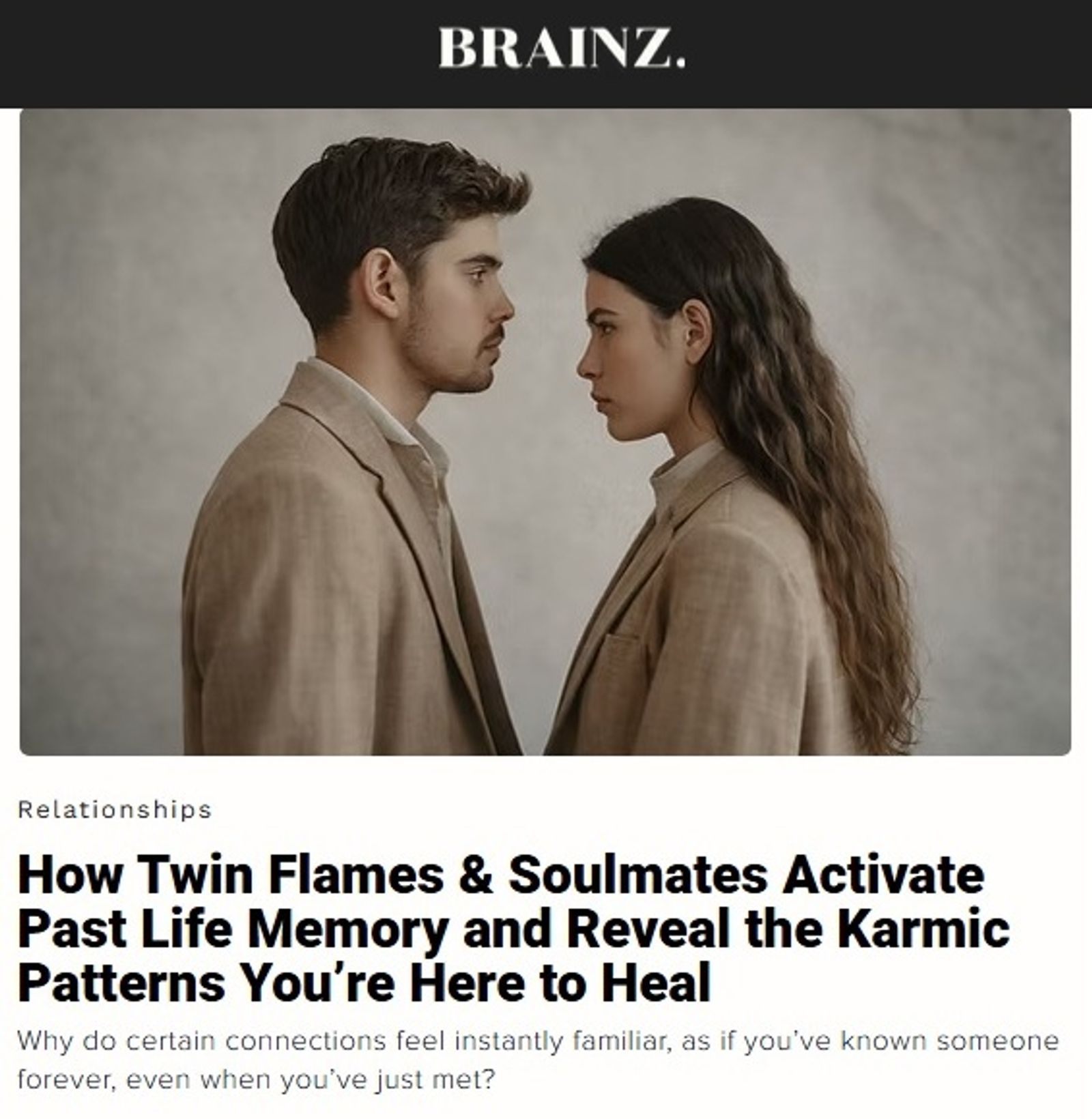 Cinematic portrait of two people facing each other with subtle emotional tension, symbolizing twin flame or soulmate relational dynamics.