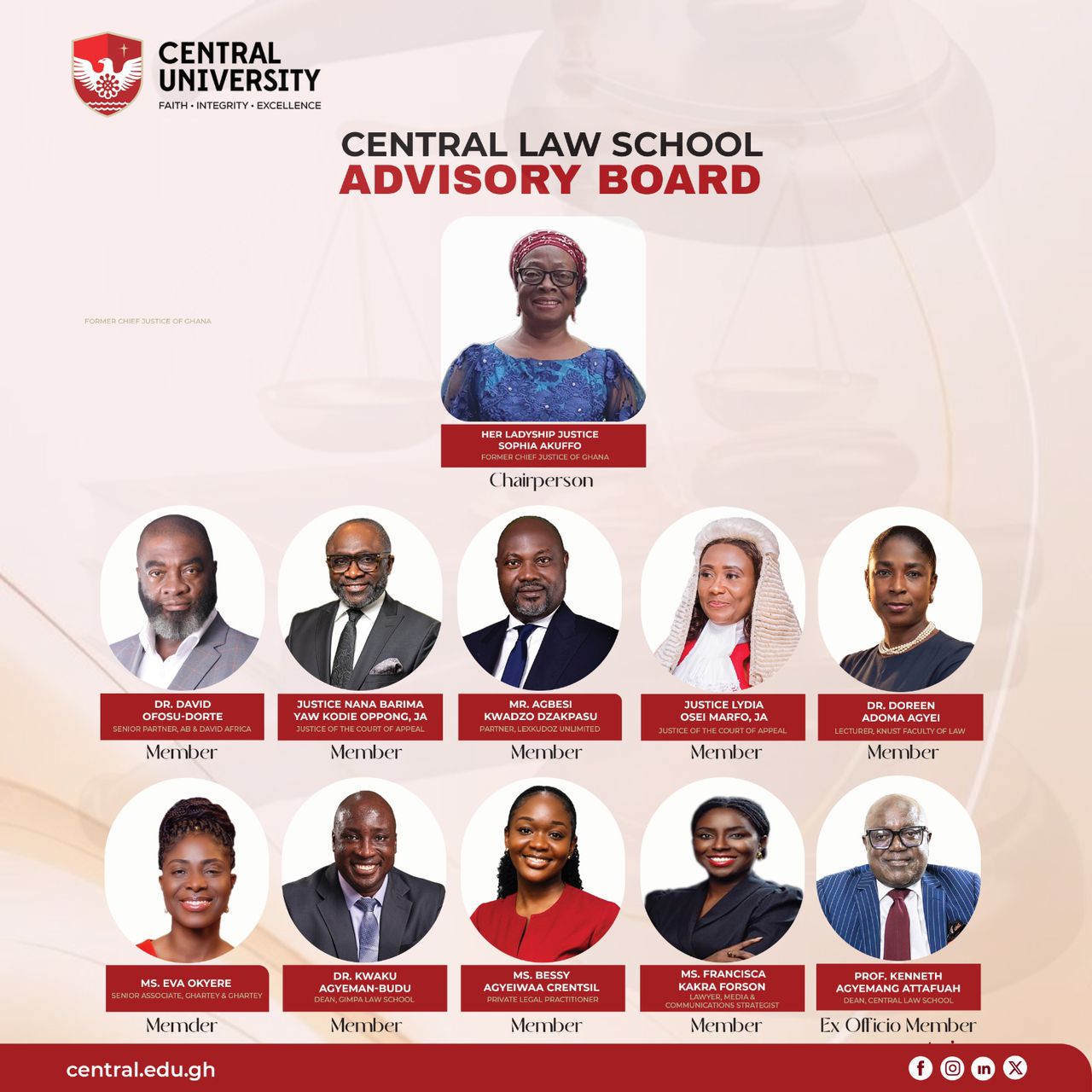 Dr Doreen Adoma Agyei Appointed to Central University Law School Advisory Board