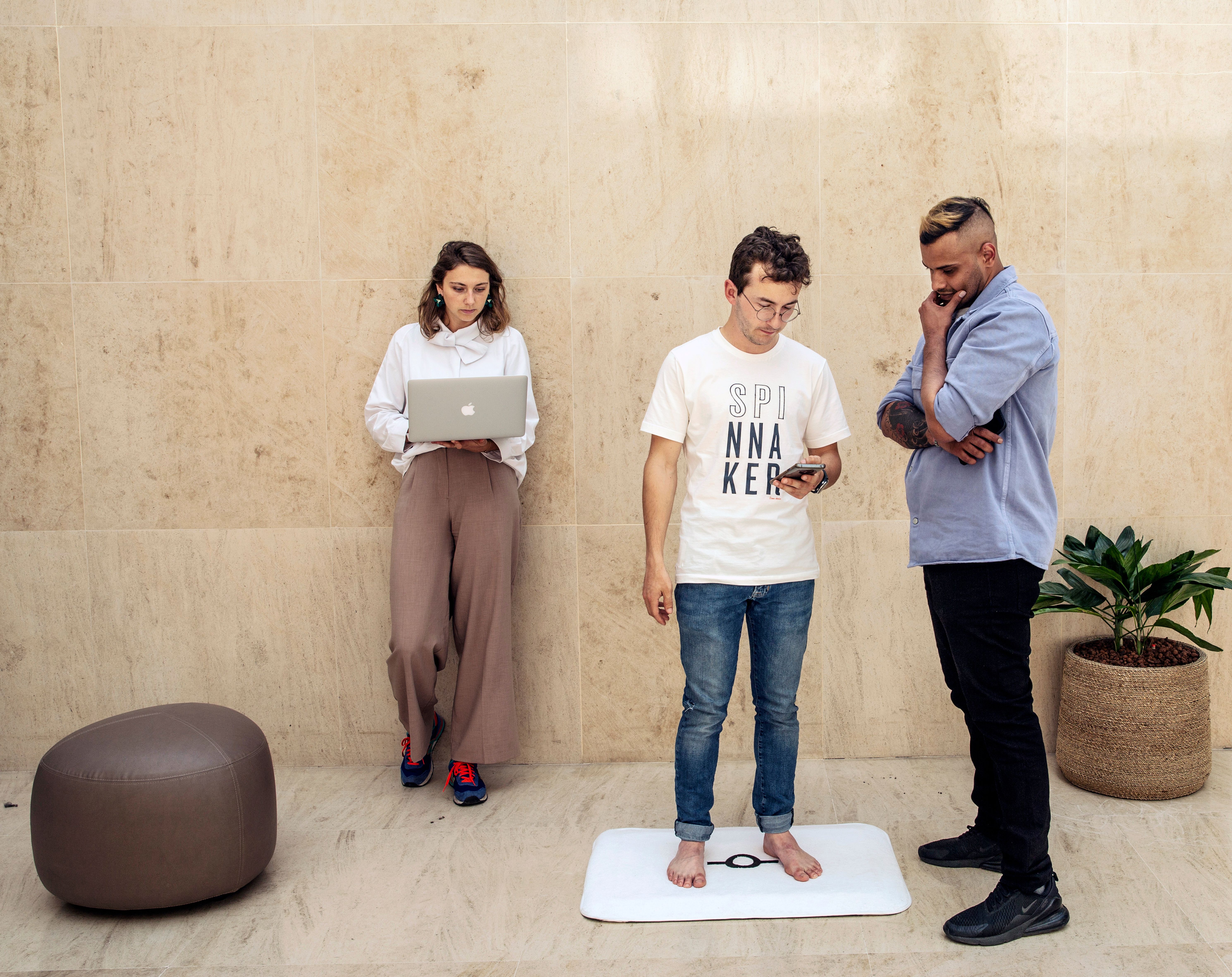 People testing BBalance smart bath mat