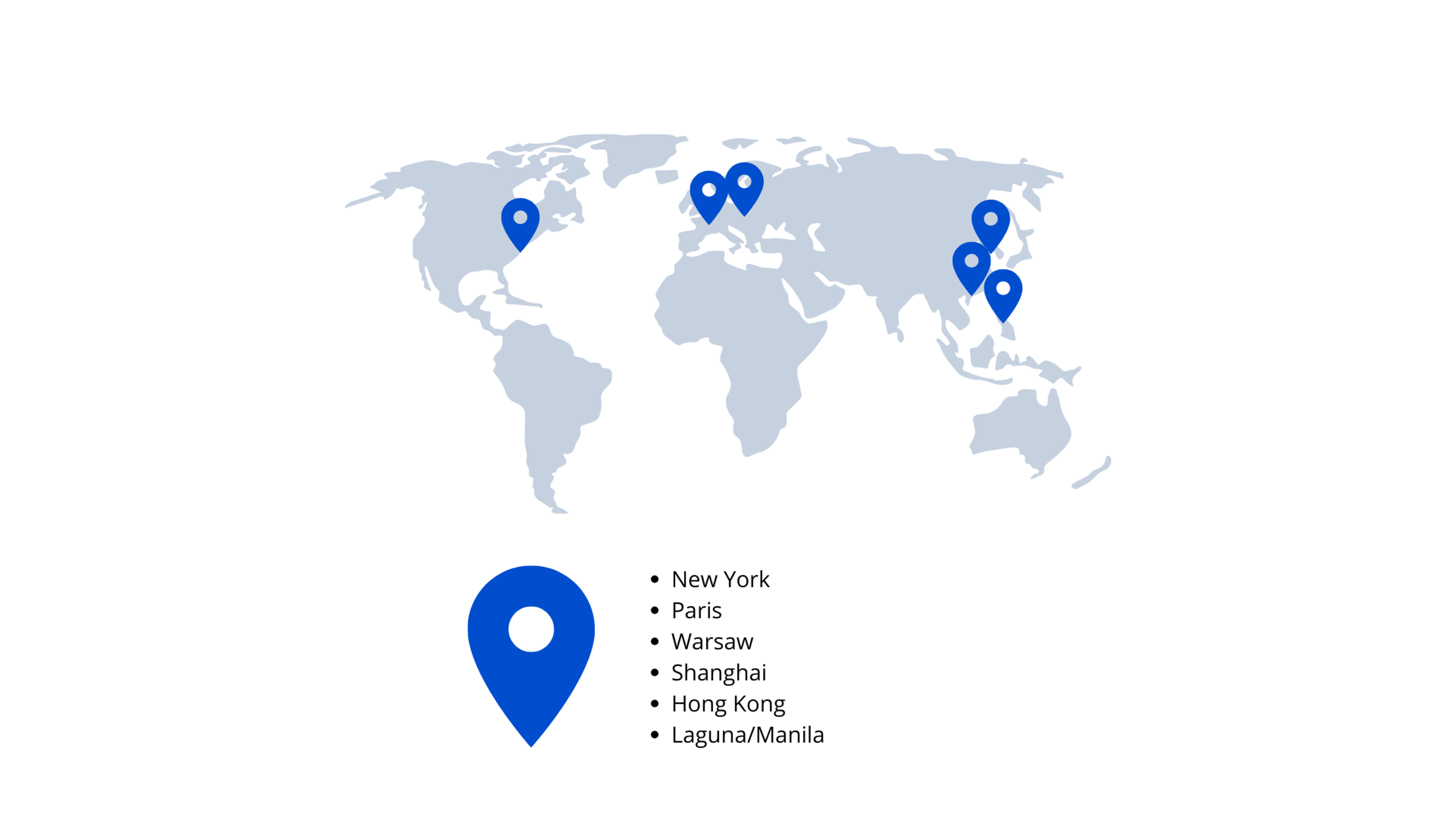 Offices in Paris, New York, Hong Kong, Manila, Shanghai, Warsaw