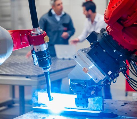 Connected industrial equipment cutting metal
