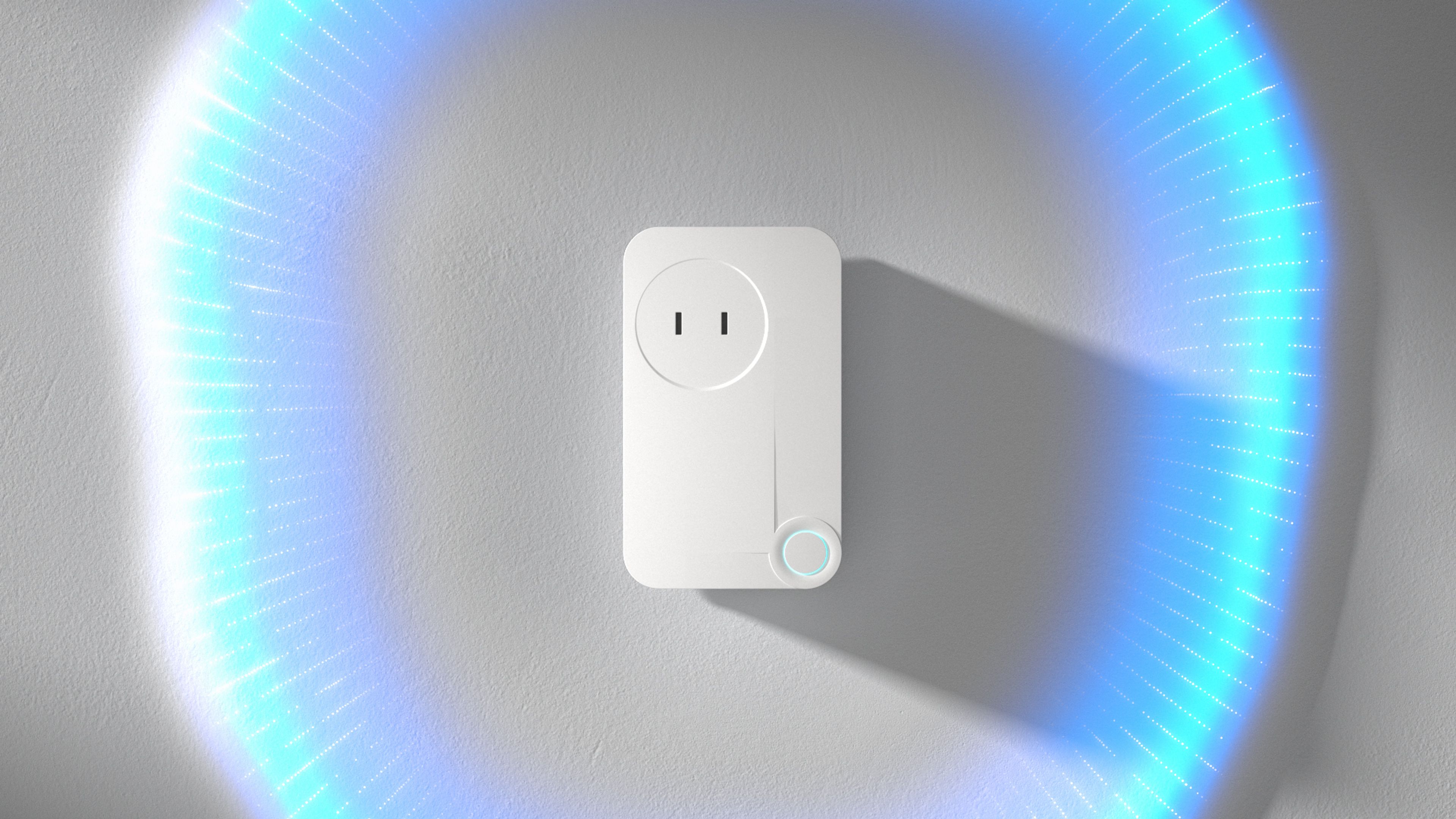 White wall plug-in with blue light