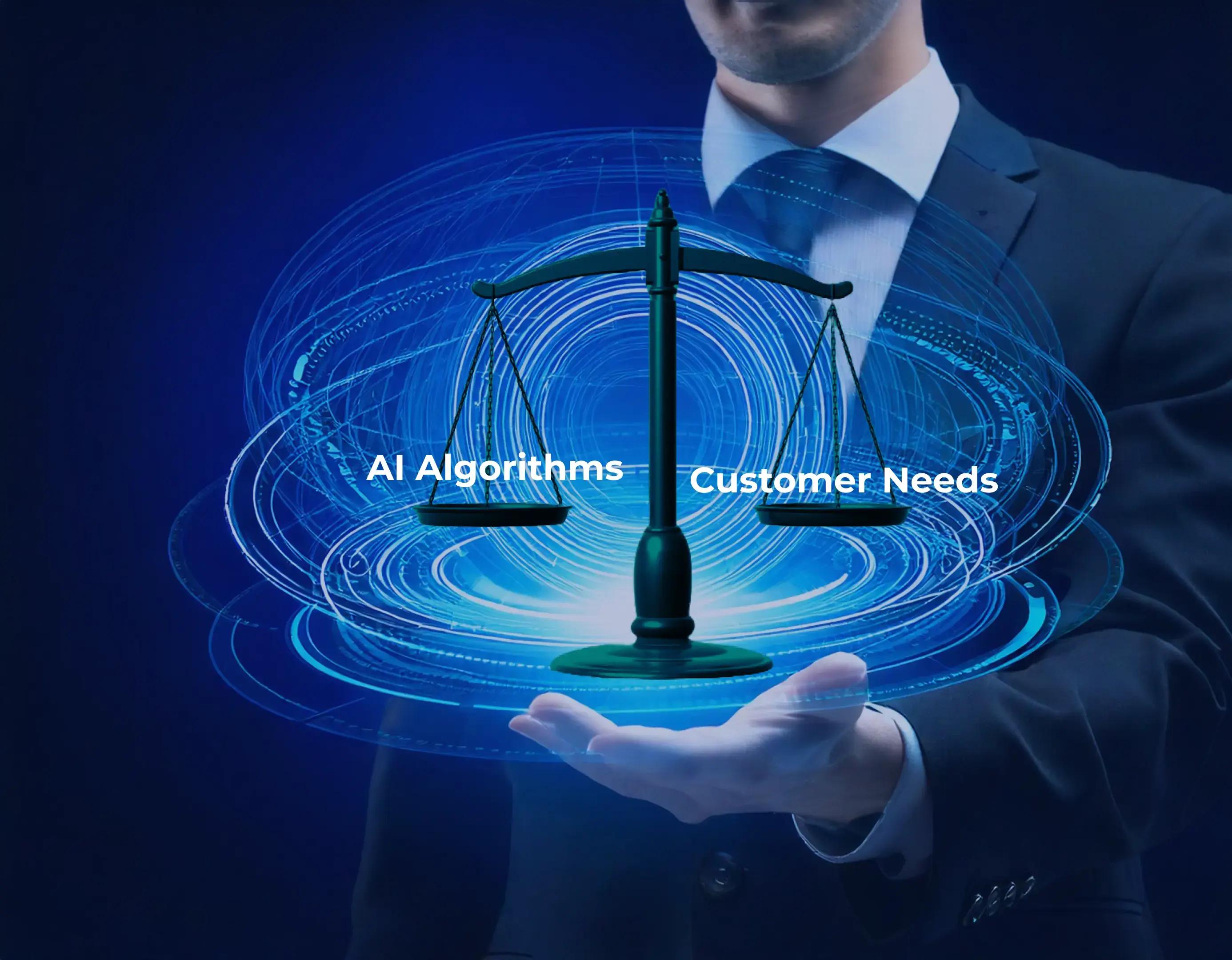 CAIO balancing AI Algorithms and Customer Needs to show a successful AI strategy.