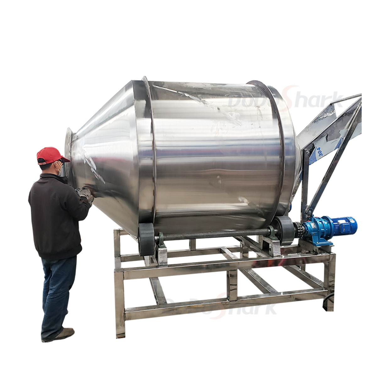 DoDoShark/Large Stainless Steel Drum Mixer /2000 litres - stainless steel support