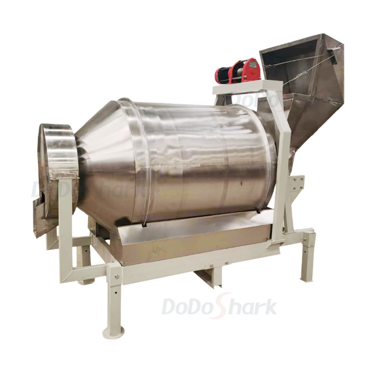 DoDoShark/Large Stainless Steel Drum Mixer /1500 litres - carbon steel support - bucket elevator