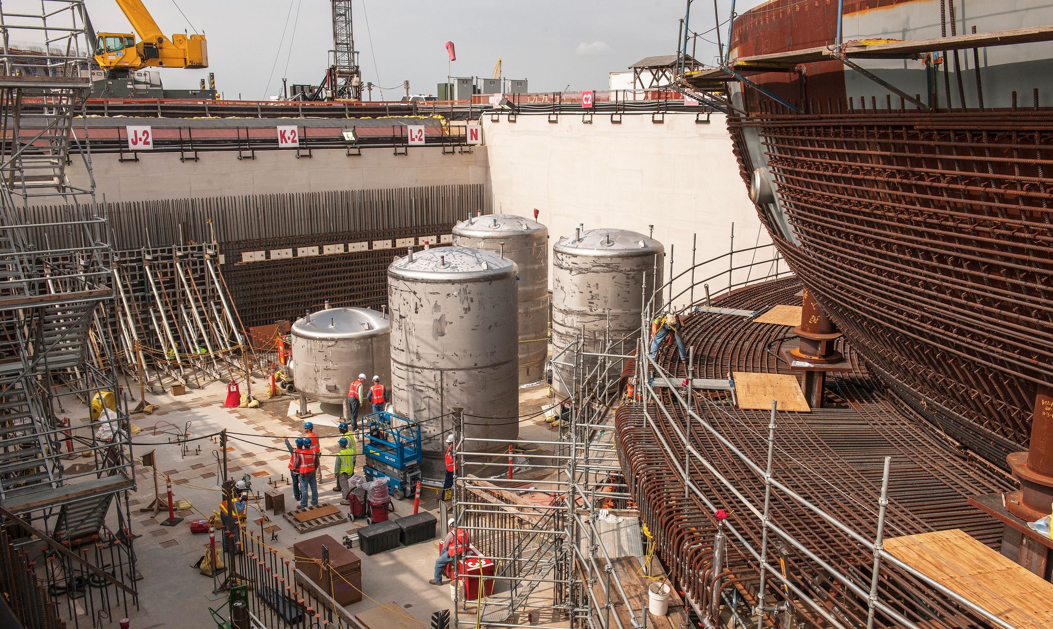 Image of the Vogtle Unit 3 processing tanks inside the reactor building of the Georgia Power Company