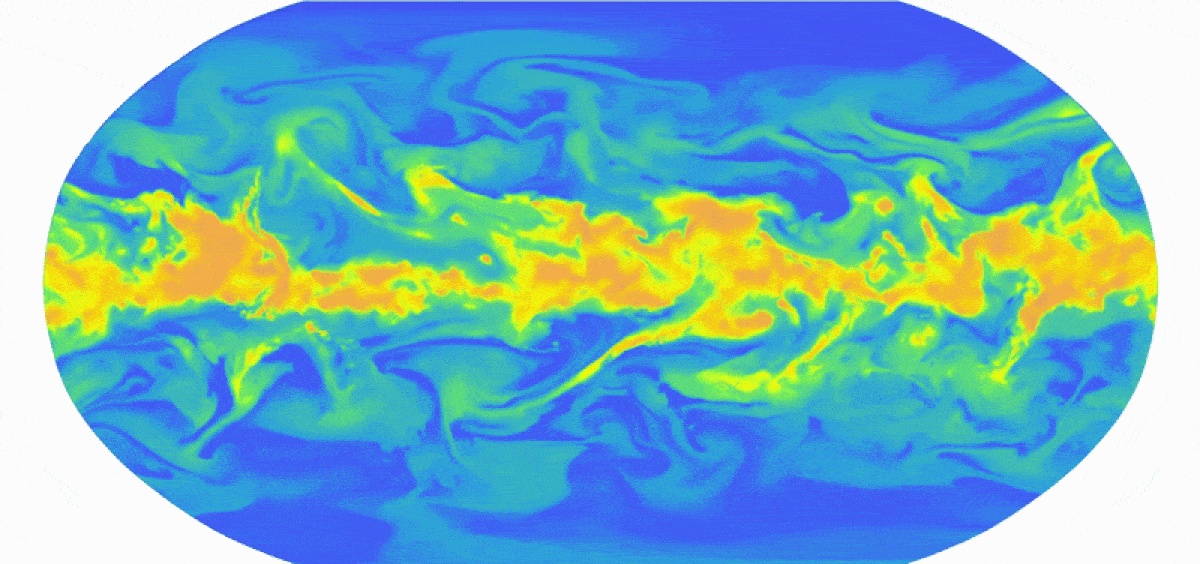 A gif depicting color motion to depict weather changes