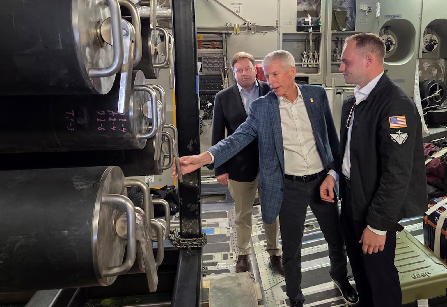 US Secretary of Energy Chris Wright examining a microreactor