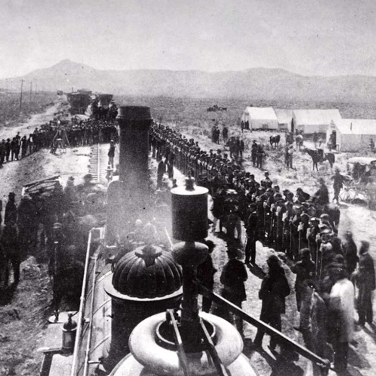 The ceremonial golden spike at Promontory Summit // PICRYL