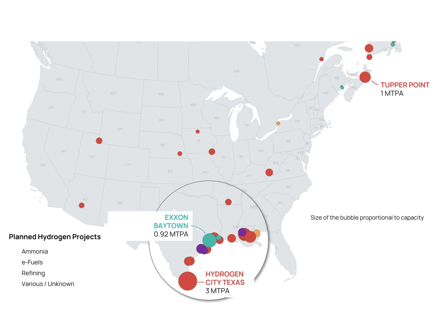 map of End Use of Announced Low-Carbon Hydrogen