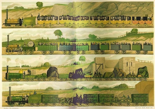 A drawing of the Liverpool and Manchester Railway in 1831