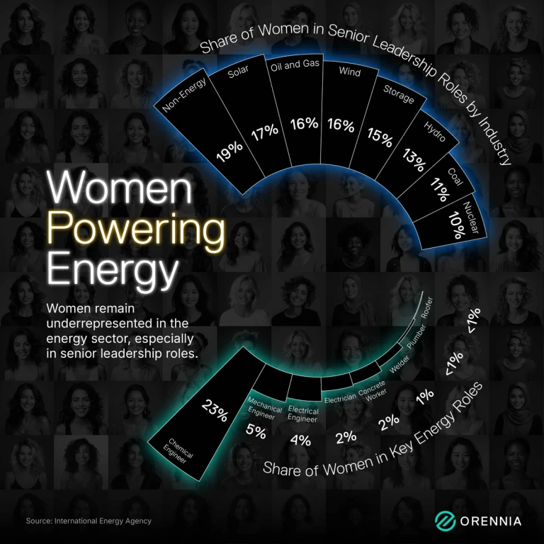 Infographic showing representation of women in energy sector