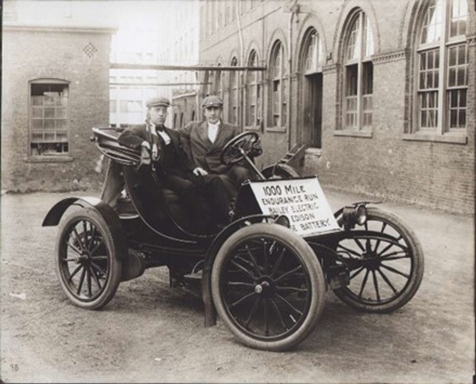 An image of an early electric vehicle using Edison’s iron-nickel battery