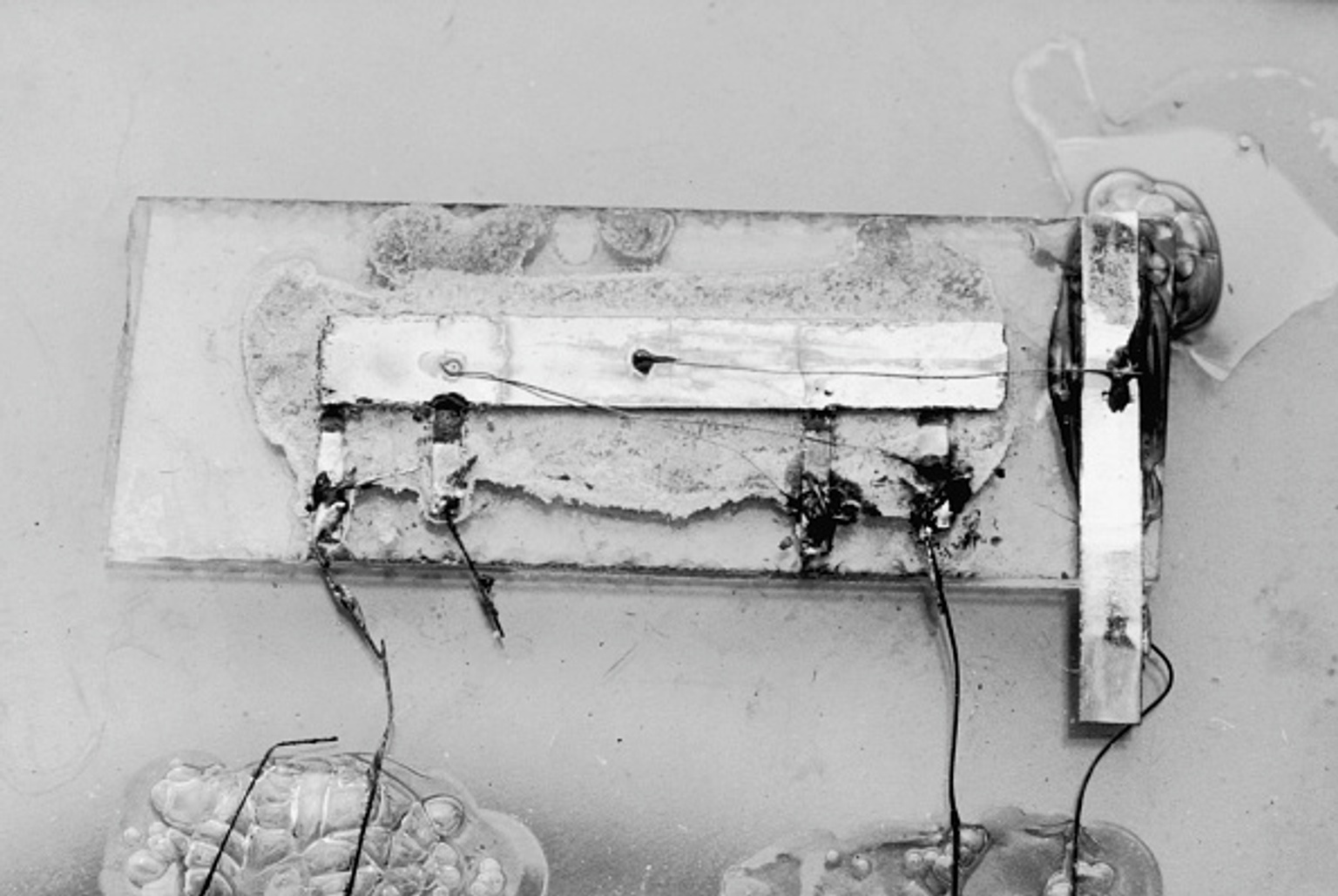 A photograph of Jack Kilby’s Model of the First Working Integrated Circuit Ever Built circa 1958. (Photo by Fotosearch/Getty Images)