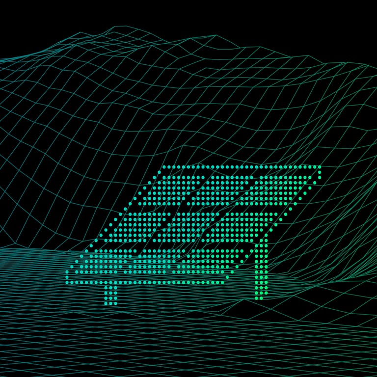 Image of a stylized solar panel on a topographical map