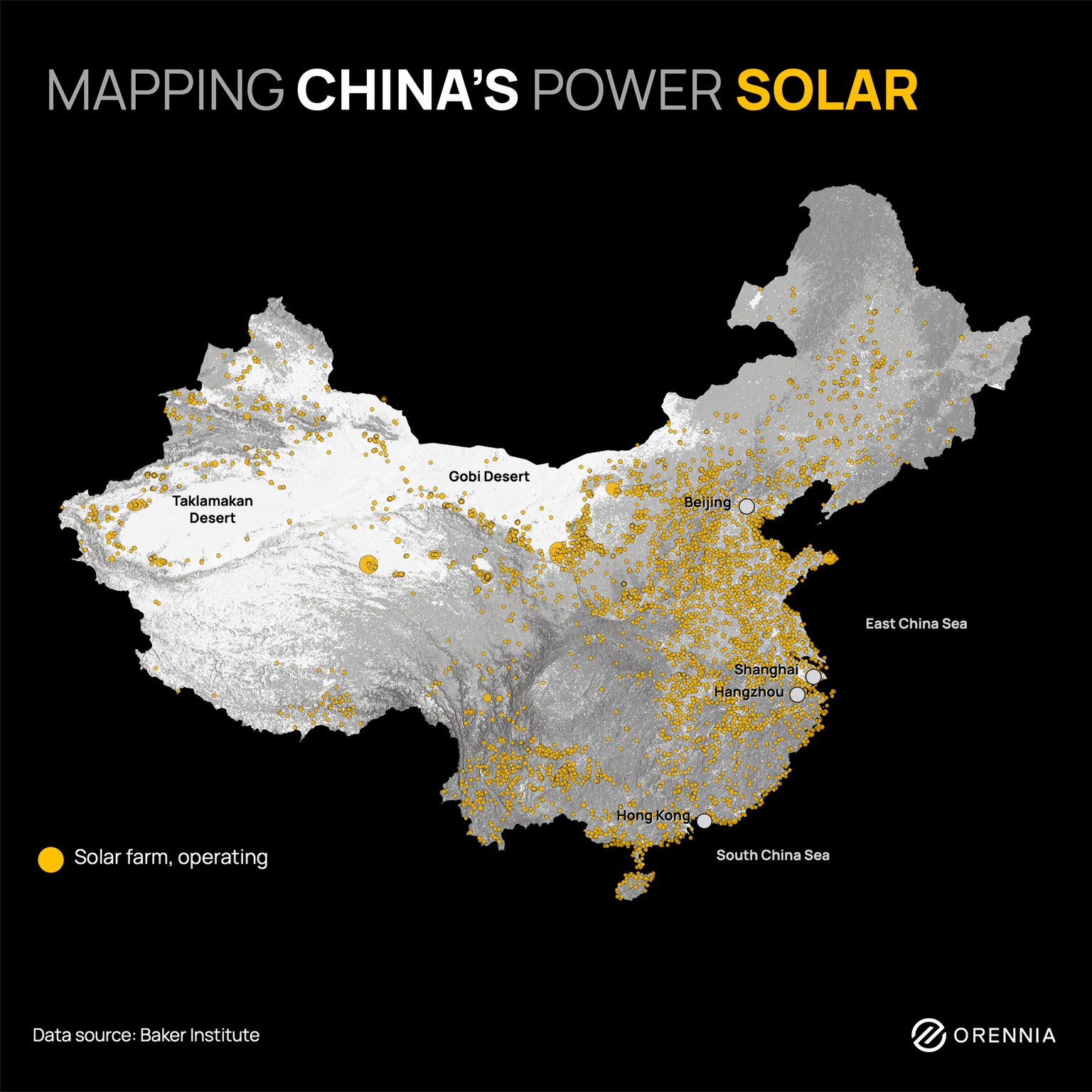 A map of China gif that shows energy generation of gas, solar, nuclear, wind and coal.
