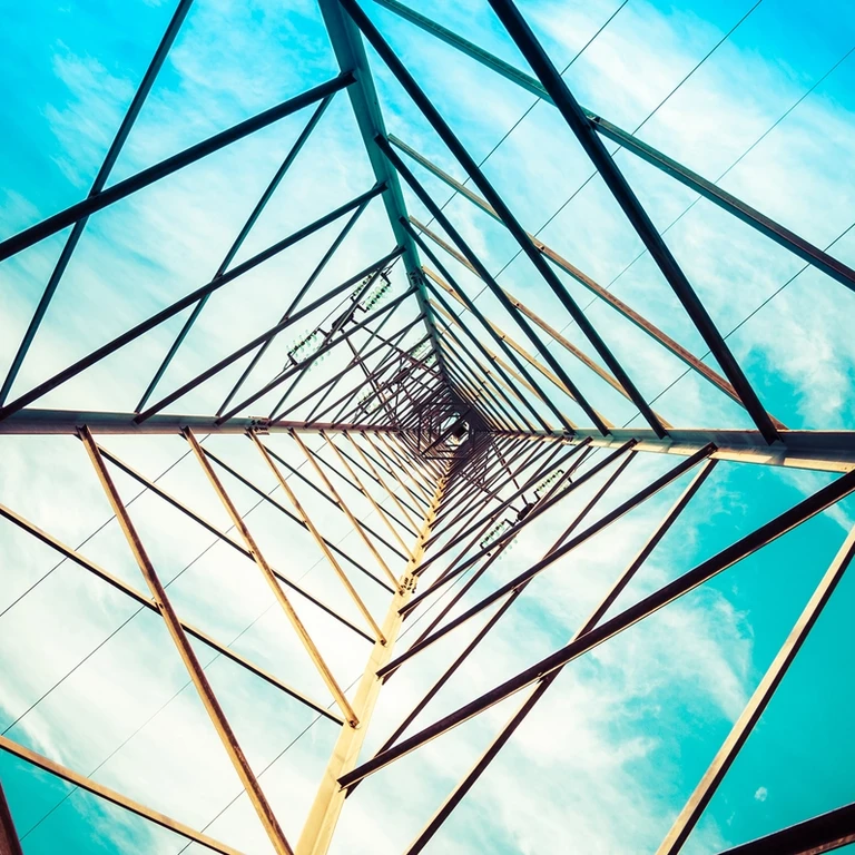 Image of the inside of a transmission tower