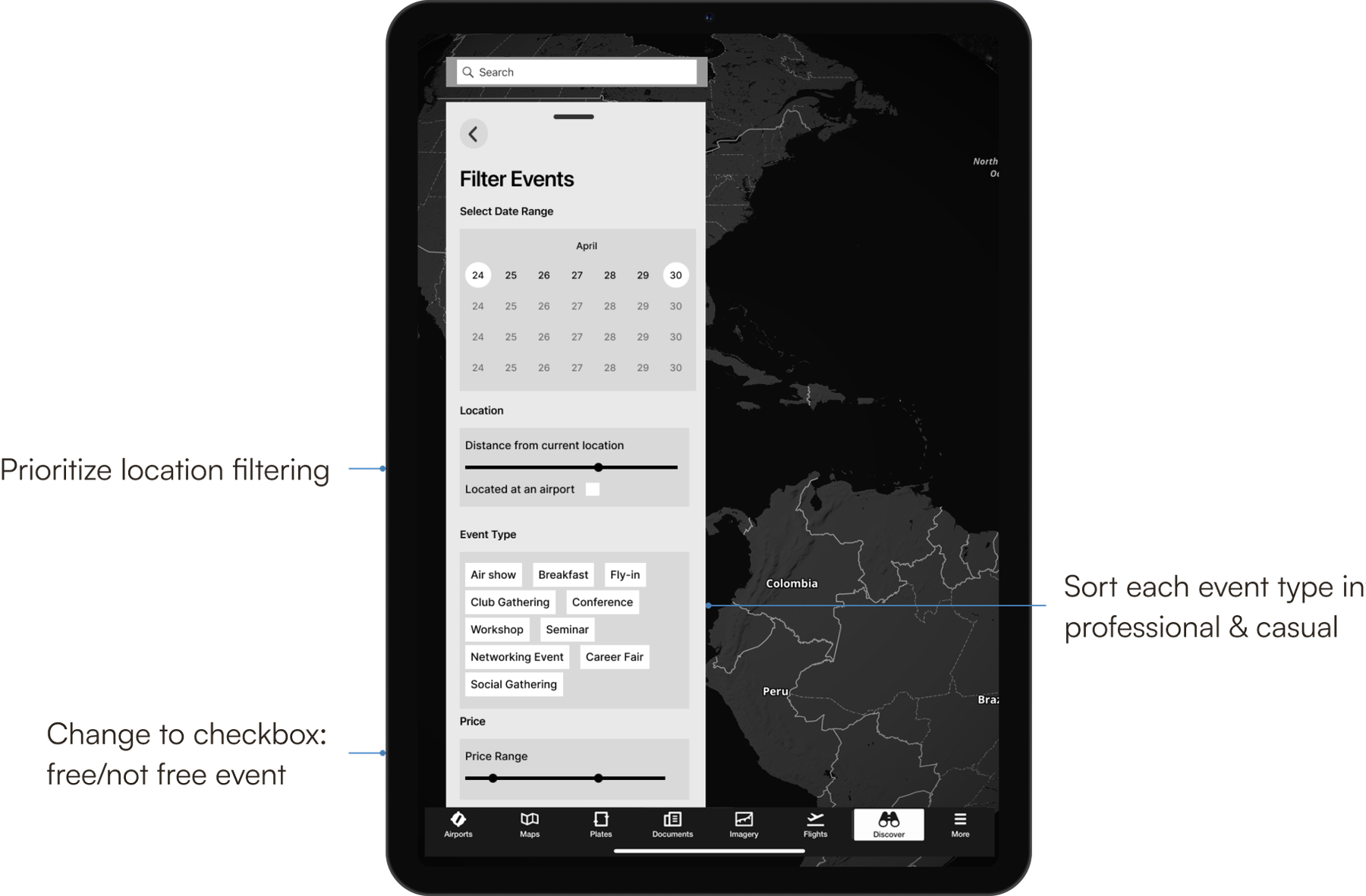 ForeFlight revised event screens