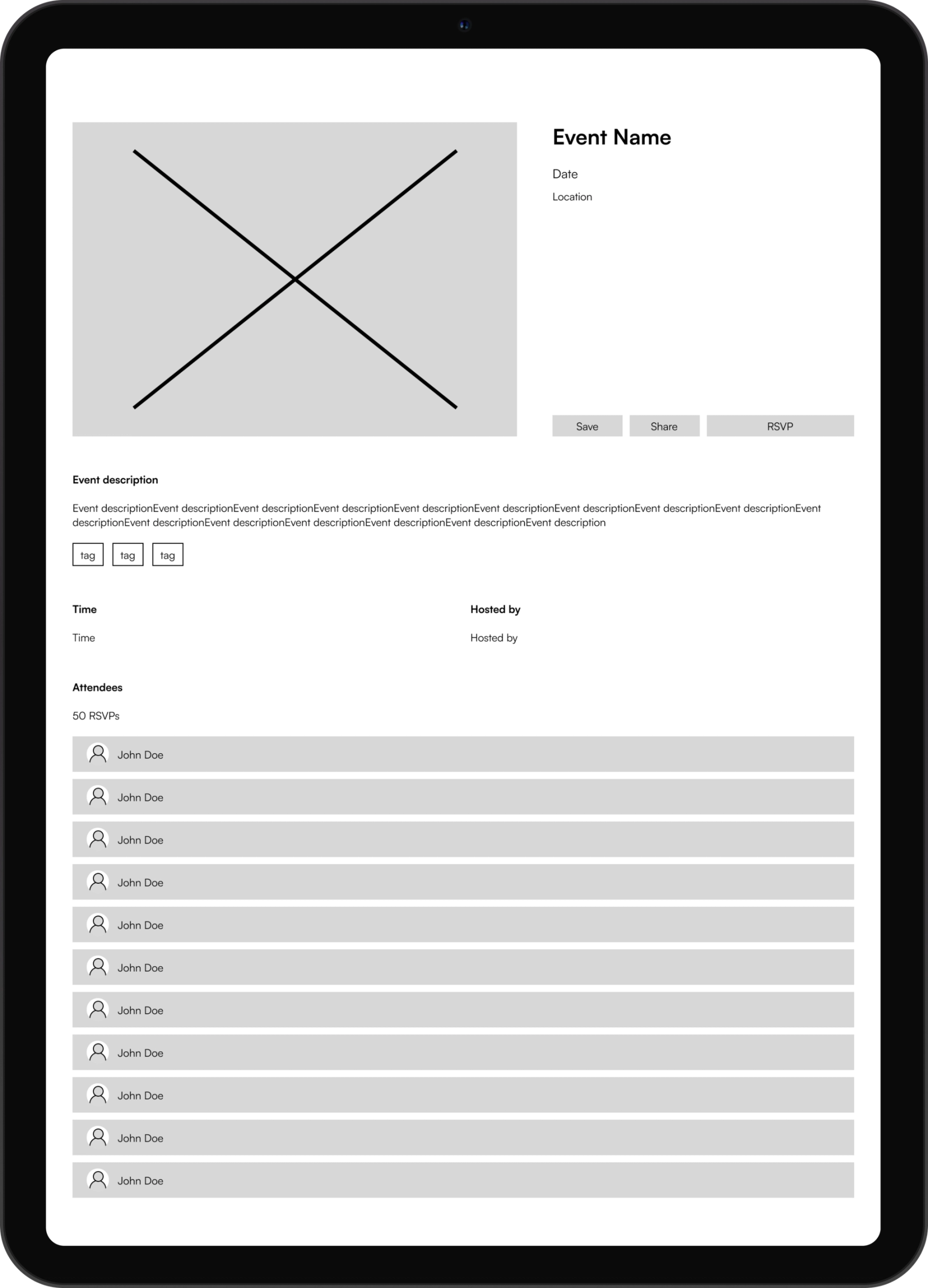 ForeFlight event details wireframe