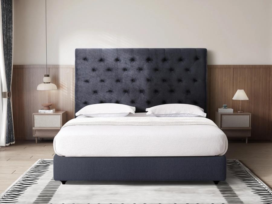 Epsom headboard in Dark Grey, styled bedroom.