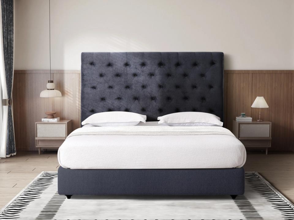Epsom headboard in Dark Grey, styled bedroom.