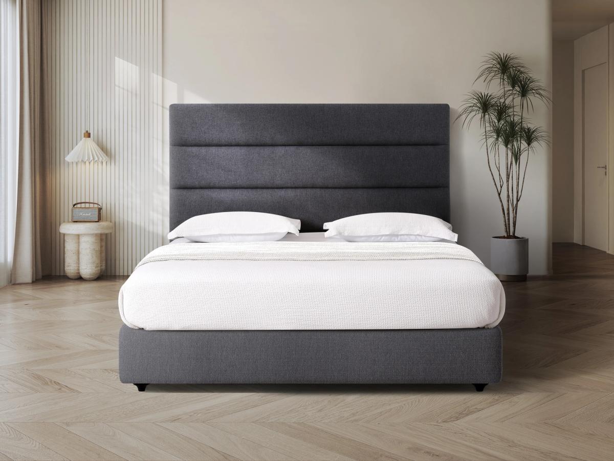 Kingsland headboard in Midnight Grey, styled bedroom.