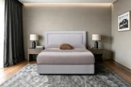 Herne Bay headboard in Alabaster Oatmeal, queen, styled bedroom.