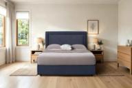 Herne Bay headboard in Truffle Grey, queen, styled bedroom.