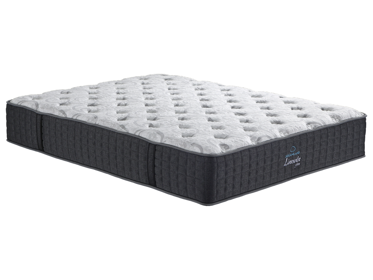 Dreamland Lincoln Firm mattress, queen size, shown front-on.
