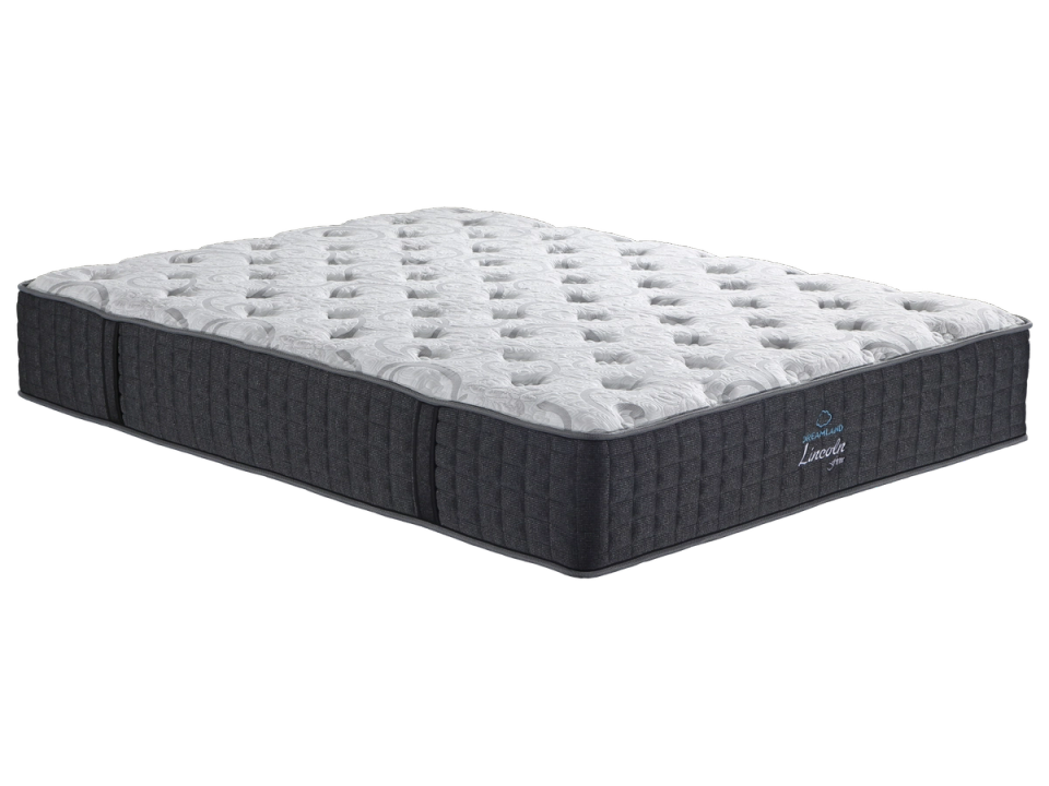 Dreamland Lincoln Firm mattress, queen size, shown front-on.