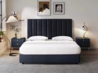 Ponsonby headboard in Eclipse Black, styled bedroom.
