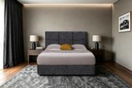 St Clair headboard in Carbon Black, queen, styled bedroom.