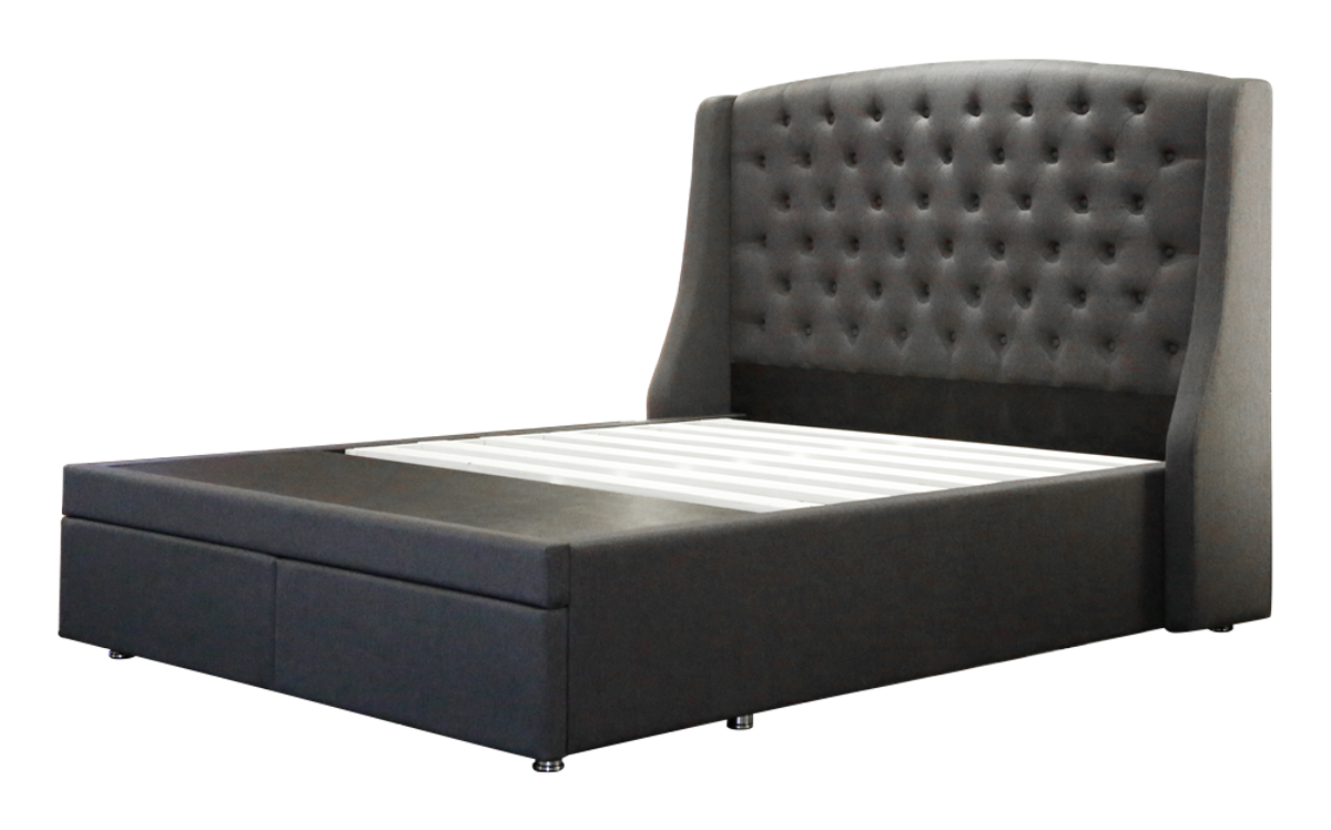 Miramar 2 drawer bed base, front cutout view.
