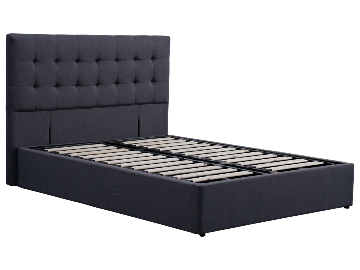 Newtown storage bed frame with Fendalton headboard in a styled bedroom.