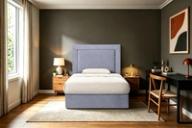 Herne Bay headboard in Poppy Seed, king single, styled bedroom.