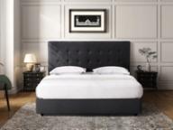 Fendalton headboard in Charcoal Black, styled bedroom.