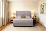 Herne Bay headboard in Double Tea, queen, styled bedroom.
