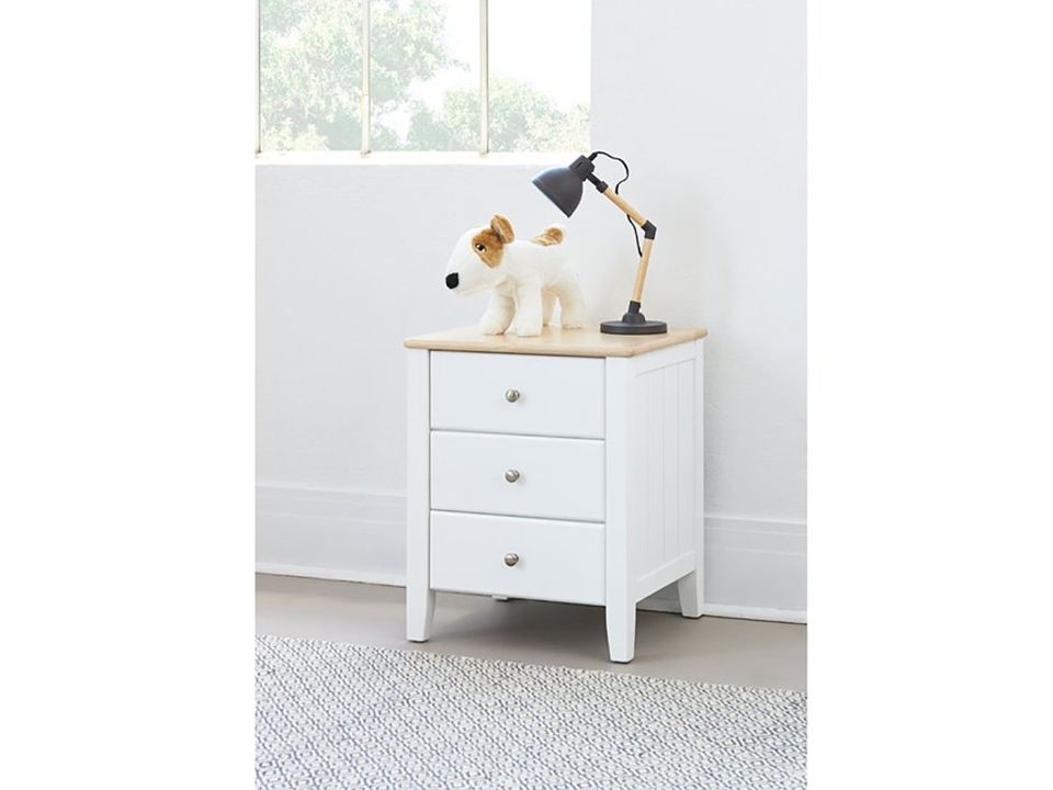 Tyler bedside table in white timber.