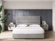 Kingsland headboard in Sandstone, styled bedroom.