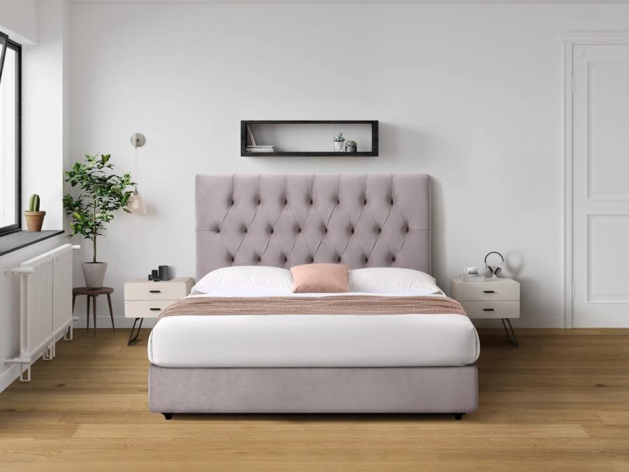 Parnell headboard in Tasman Taupe, styled bedroom.