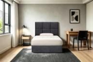 St Clair headboard in Carbon Black, king single, styled bedroom.
