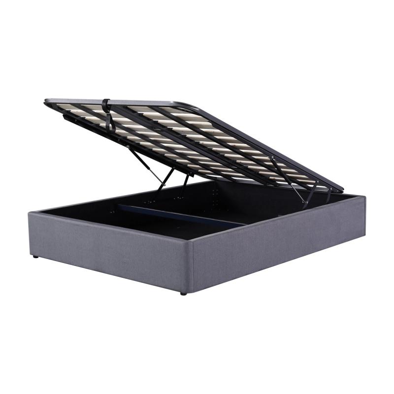 Newtown gas lift storage bed in Slate, angled view with the base lifted on its gas struts.