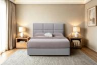 St Clair headboard in Natural Sand, queen, styled bedroom.