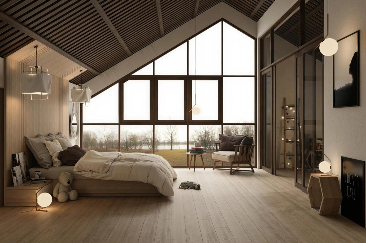 A calm, well set up guest bedroom in a short term rental