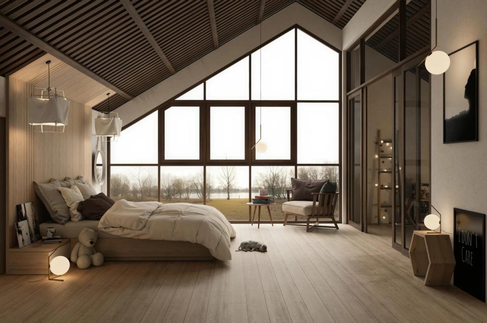 A calm, well set up guest bedroom in a short term rental
